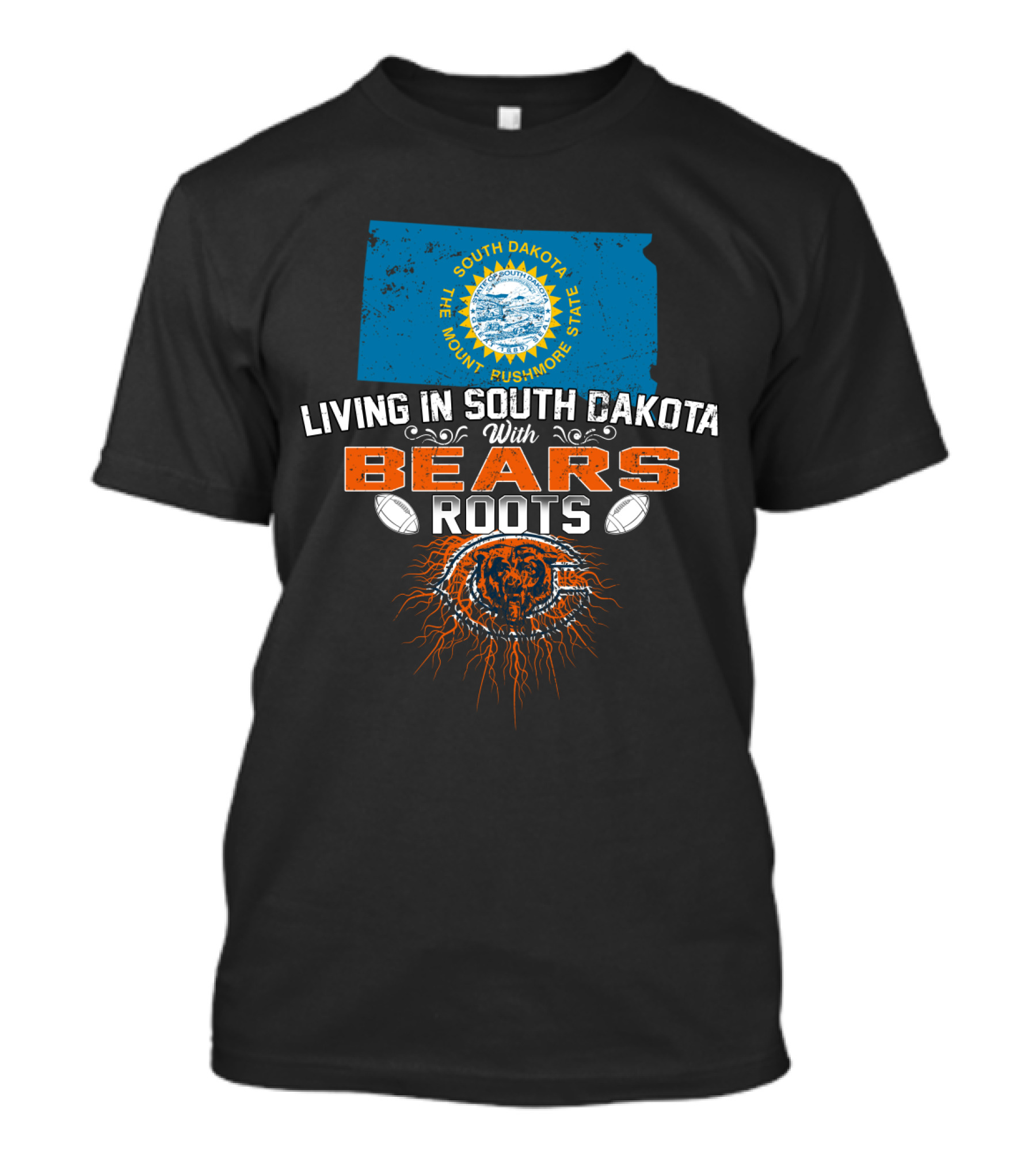 Living In South Dakota The Mount Rushmore State With Bears Roots T-Shirt