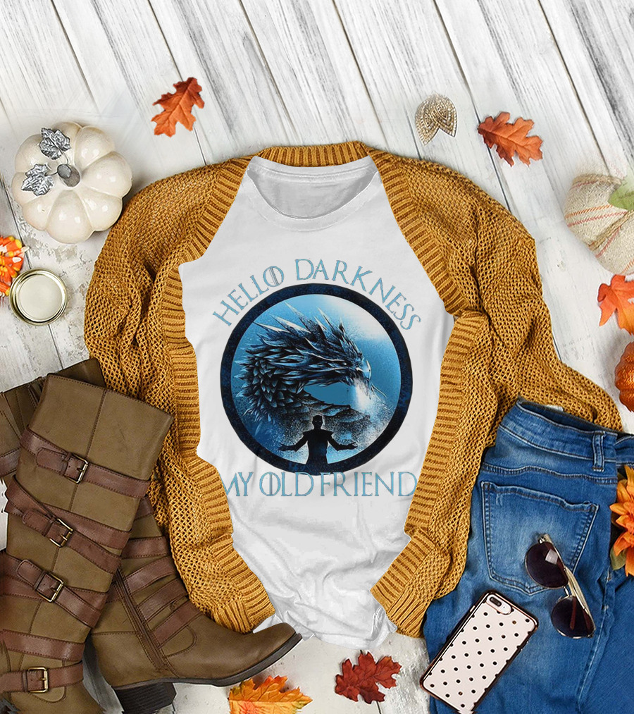 Hello Darkness My Old Friend Night King Dragon Fantasy T-Shirt