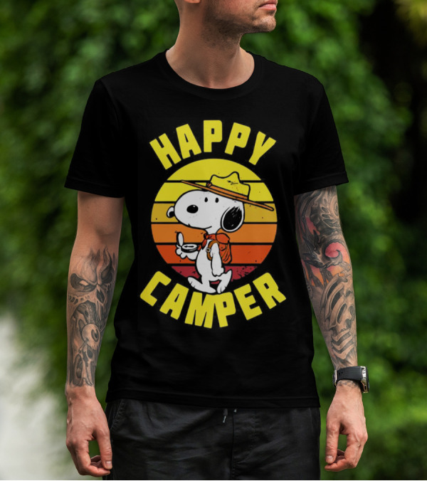 Snoopy Happy Camper Vintage Sunset Peanuts T-Shirt