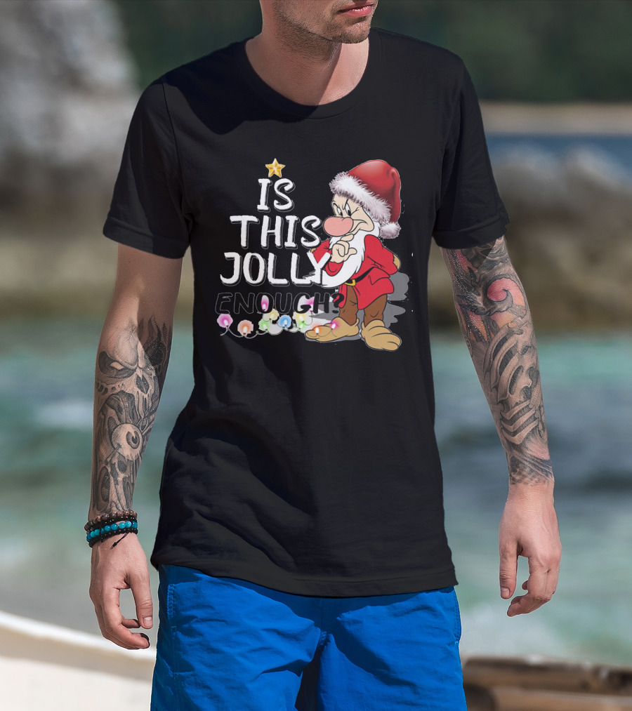 Grumpy Santa Is This Jolly Enough With Festive Lights T-Shirt