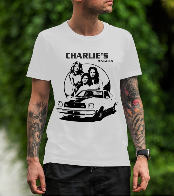 CHARLIE'S ANGELS Retro Classic Car And Trio T-Shirt