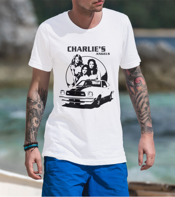 CHARLIE'S ANGELS Retro Classic Car And Trio T-Shirt