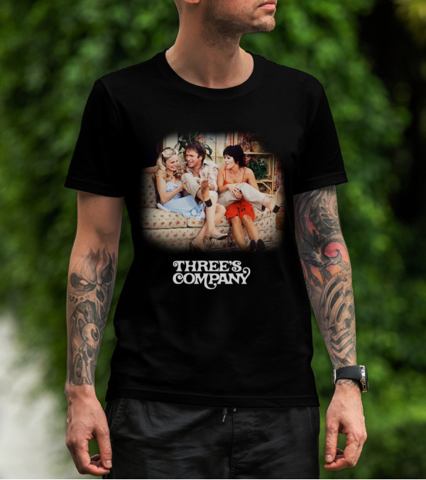 Three's Company Sitcom Cast On Floral Sofa T-Shirt
