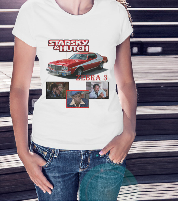Starsky And Hutch Zebra 3 Car And Characters T-Shirt
