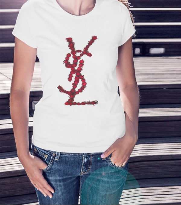 YSL Red Rose Logo T-Shirt