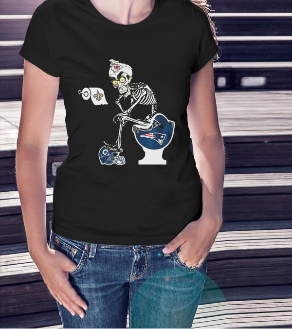 Chiefs Skeleton Patriots Toilet Saints Rams Helmet T-Shirt
