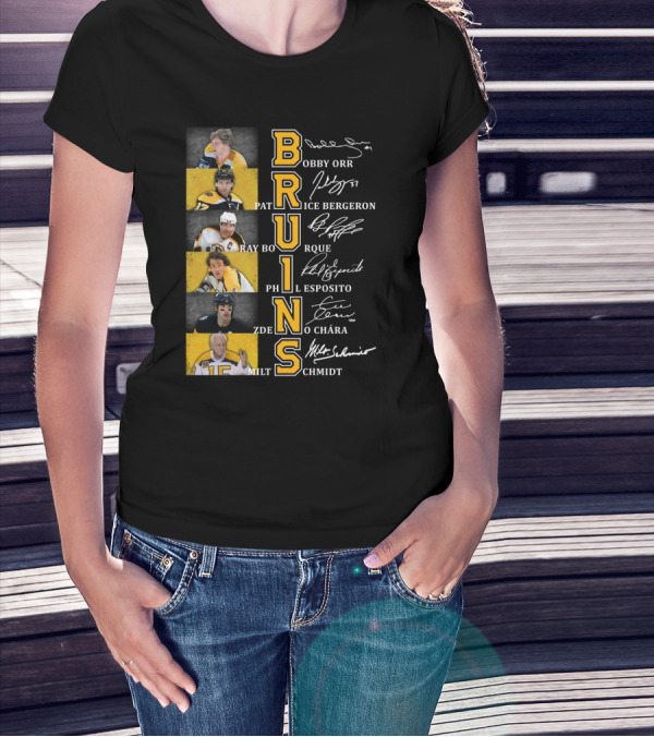 Bobby Orr Pat Ice Bergeron Ray Bourque Phil Esposito Zdeno Chara Milt Schmidt Bruins T-Shirt