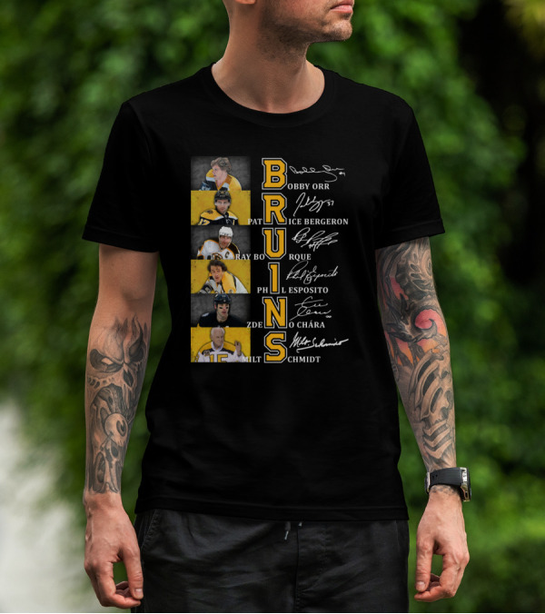 Bobby Orr Pat Ice Bergeron Ray Bourque Phil Esposito Zdeno Chara Milt Schmidt Bruins T-Shirt