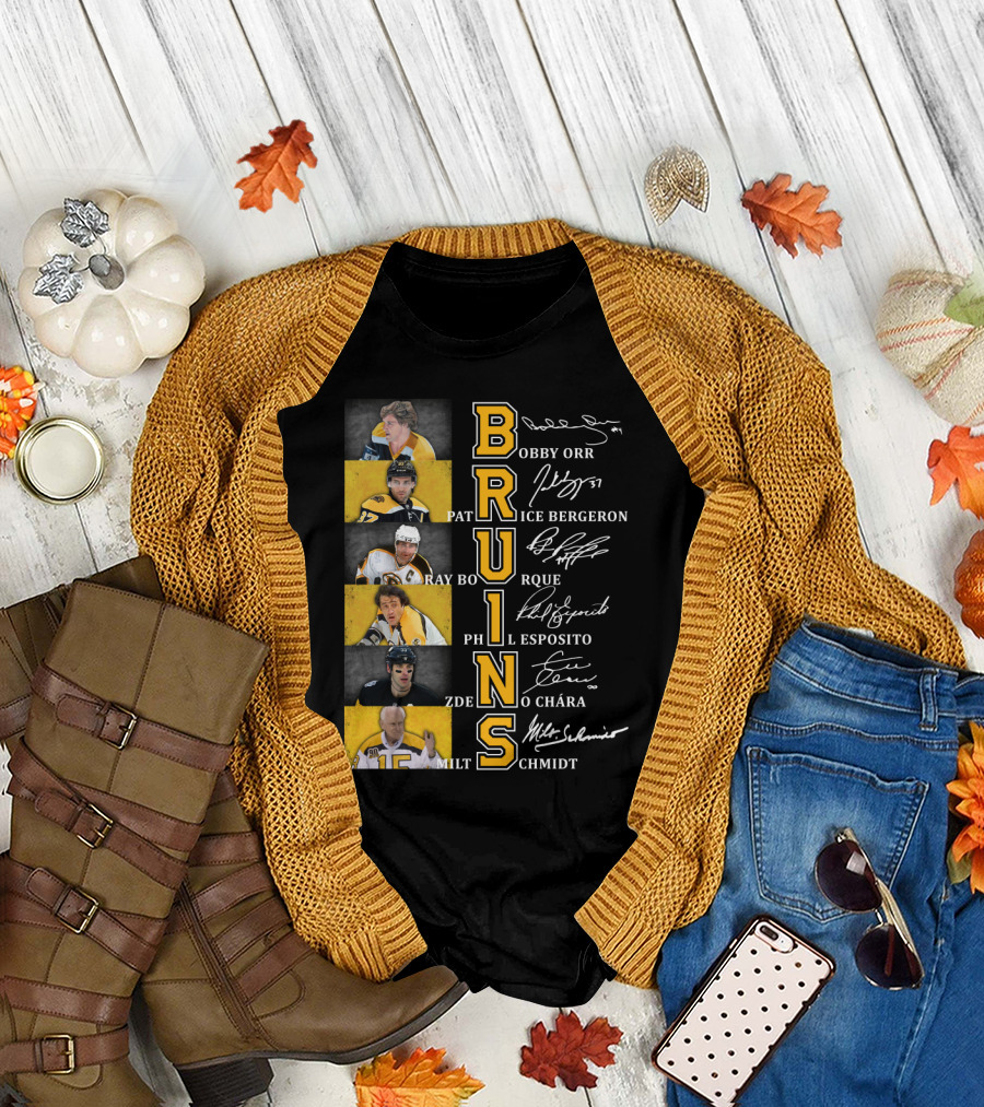 Bobby Orr Pat Ice Bergeron Ray Bourque Phil Esposito Zdeno Chara Milt Schmidt Bruins T-Shirt