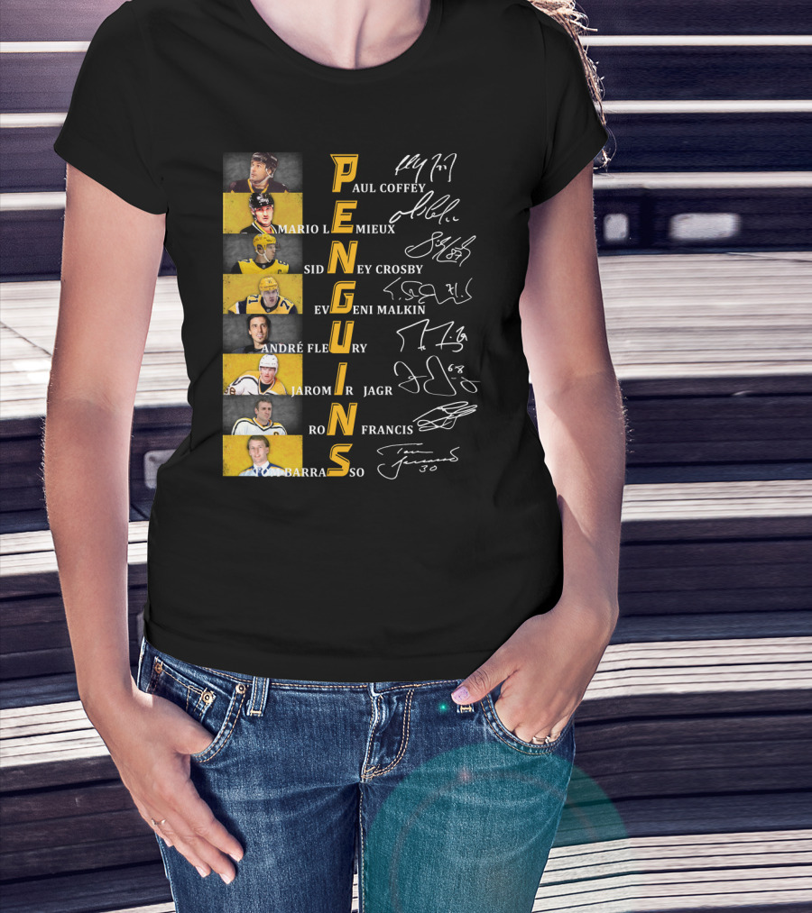 Penguins Paul Coffey Mario Lemieux Sidney Crosby Evgeni Malkin André Fleury Jaromír Jagr Ron Francis Tom Barrasso T-Shirt