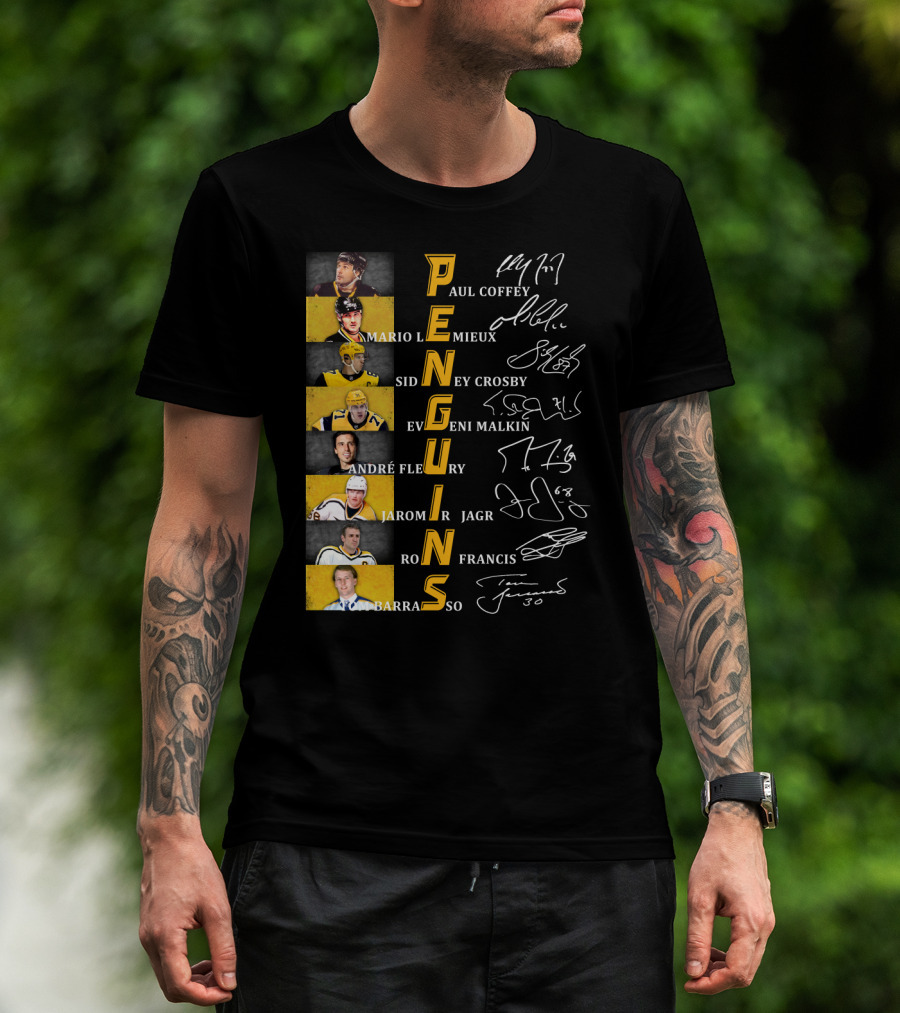Penguins Paul Coffey Mario Lemieux Sidney Crosby Evgeni Malkin André Fleury Jaromír Jagr Ron Francis Tom Barrasso T-Shirt