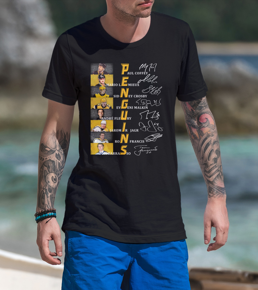 Penguins Paul Coffey Mario Lemieux Sidney Crosby Evgeni Malkin André Fleury Jaromír Jagr Ron Francis Tom Barrasso T-Shirt