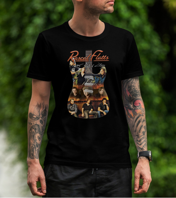 Rascal Flatts Guitar Collage With Band Signatures T-Shirt