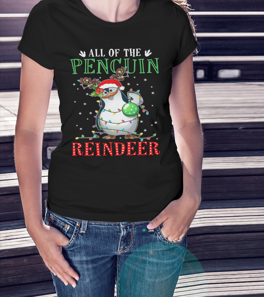 All Of The Penguin Reindeer Christmas Lights T-Shirt
