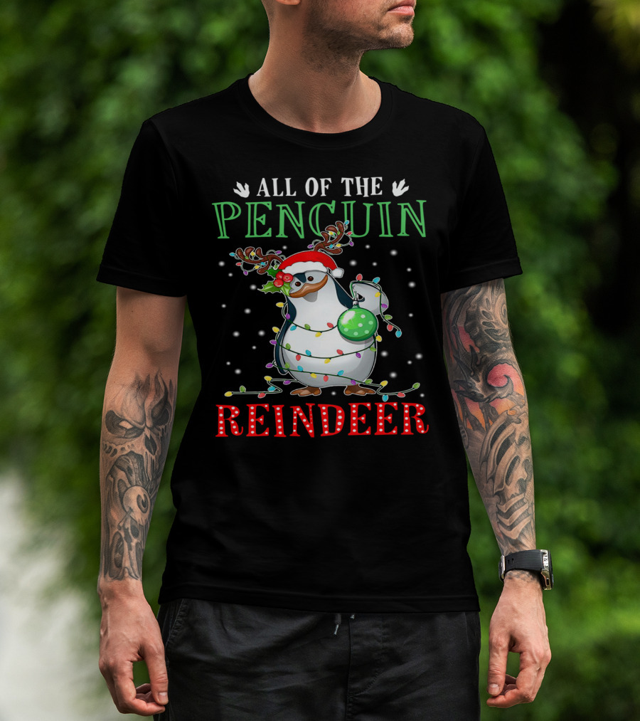 All Of The Penguin Reindeer Christmas Lights T-Shirt