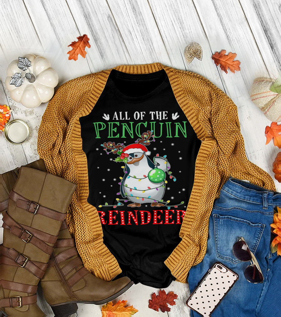 All of the Penguin Reindeer Christmas Lights T-Shirt