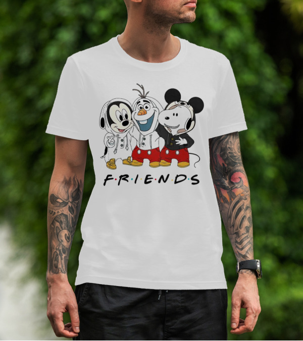 Friends Mickey Olaf Snoopy Crossover Icons T-Shirt