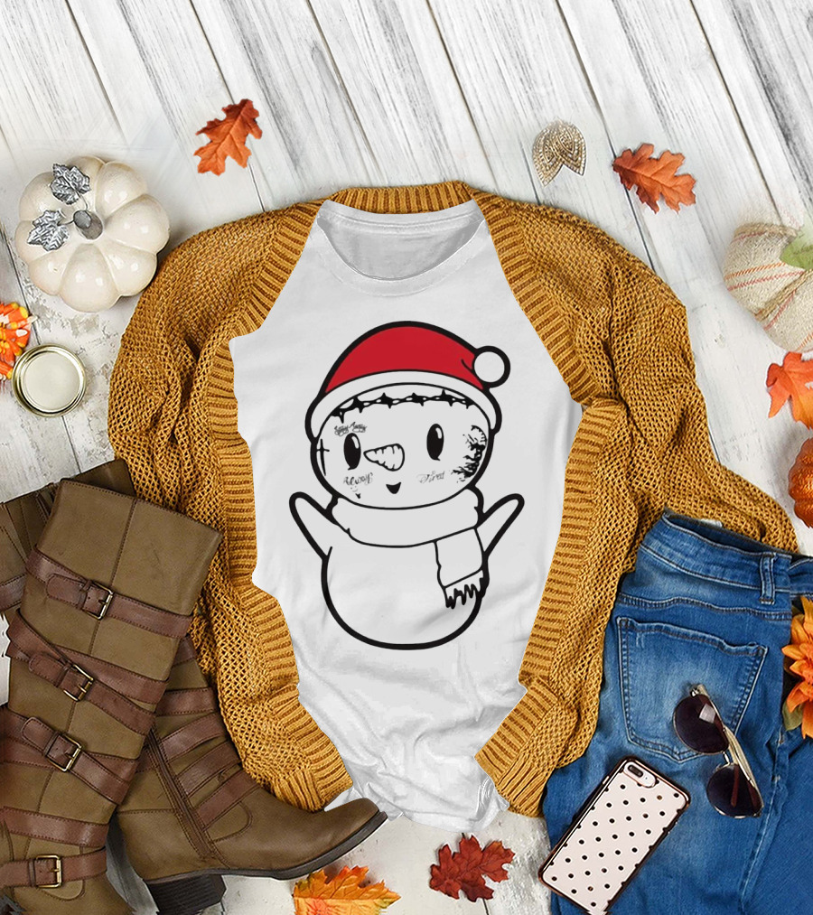 Post Malone Snowman Christmas Santa Tattoo Face T-Shirt