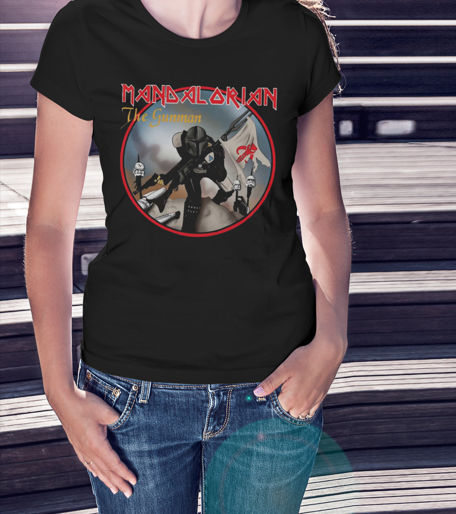 Mandalorian The Gunman Warrior With Imperial Helmets And Banner T-Shirt