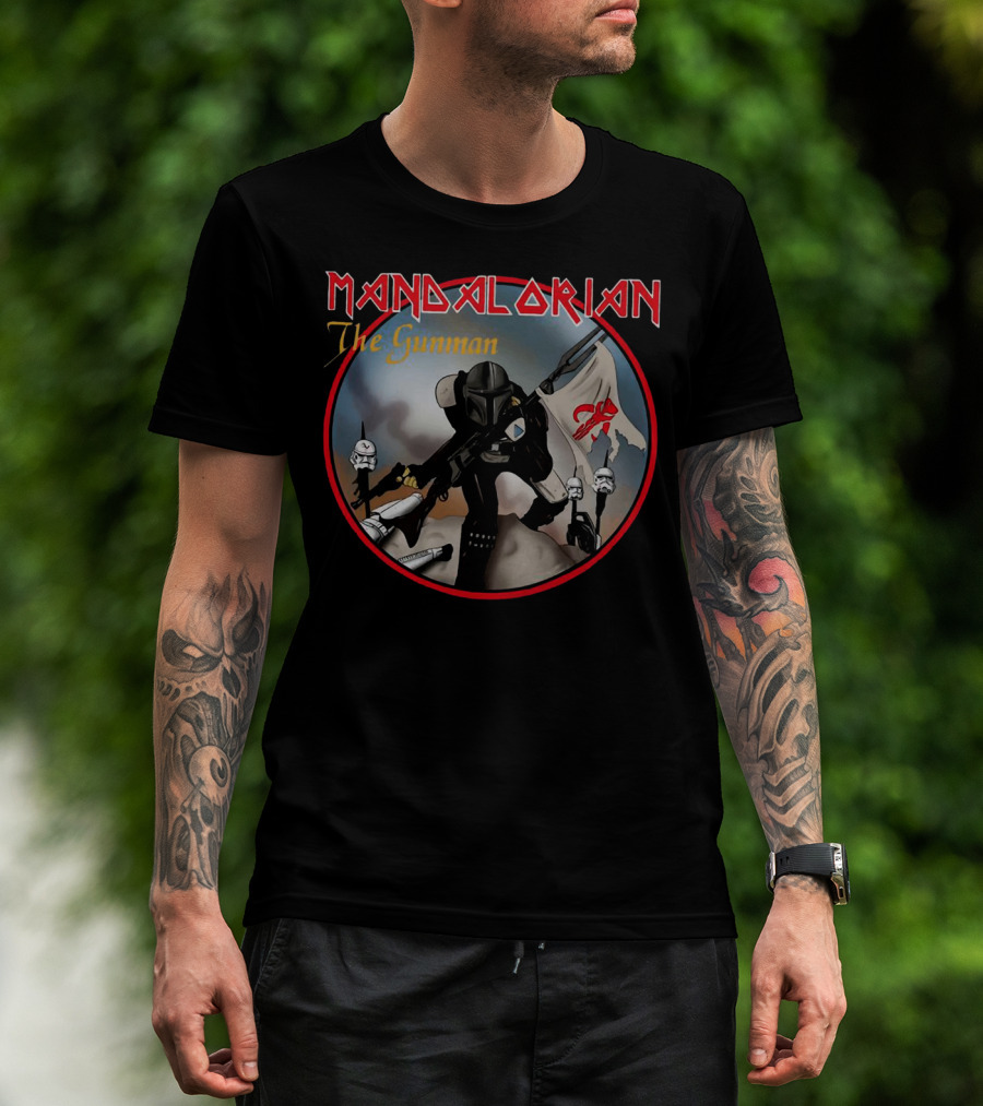 Mandalorian The Gunman Warrior With Imperial Helmets And Banner T-Shirt