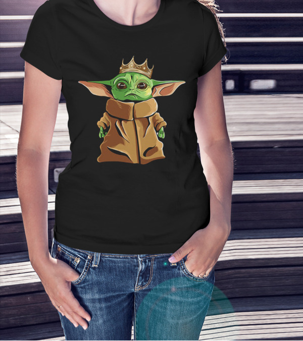 The Mandalorian Baby Yoda King Wearing Crown T-Shirt
