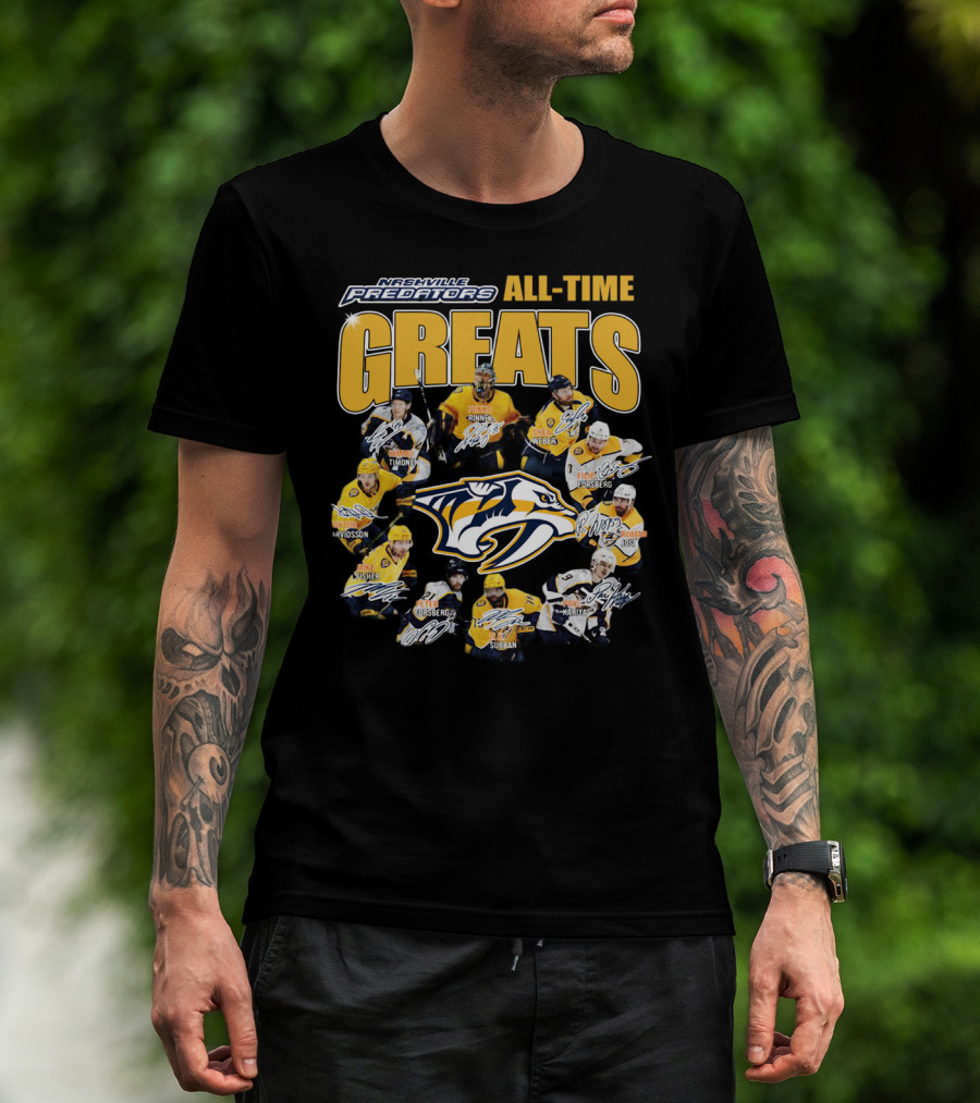 Nashville Predators All-Time Greats Signatures Rinne Weber Forsberg Subban Timonen Walker T-Shirt