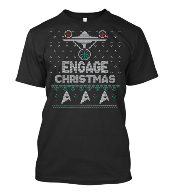 Engage Christmas Starship Festive Ugly UFO T-Shirt