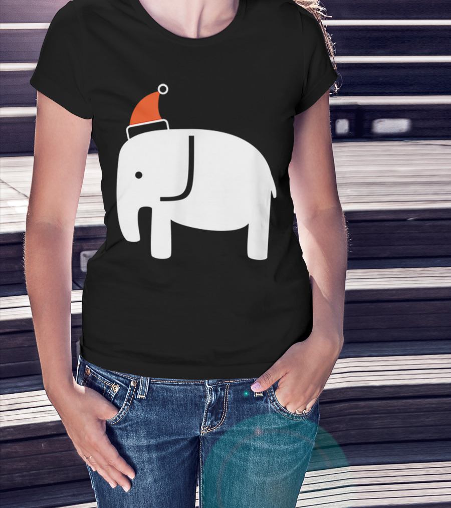 White Elephant Santa Hat Christmas T-Shirt