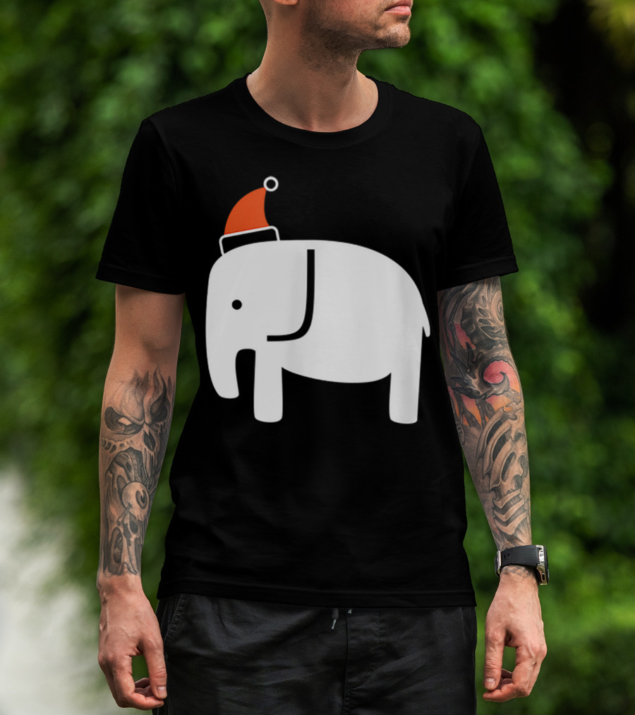 White Elephant Santa Hat Christmas T-Shirt