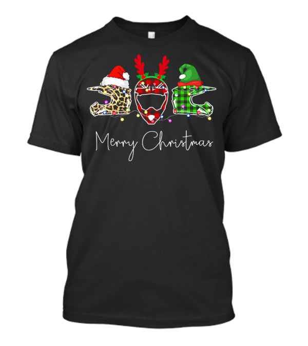 Leopard Plaid Helmets Merry Christmas T-Shirt