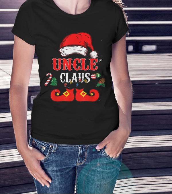 UNCLE CLAUS Santa Hat Candy Cane Christmas Ornaments Shoes T-Shirt