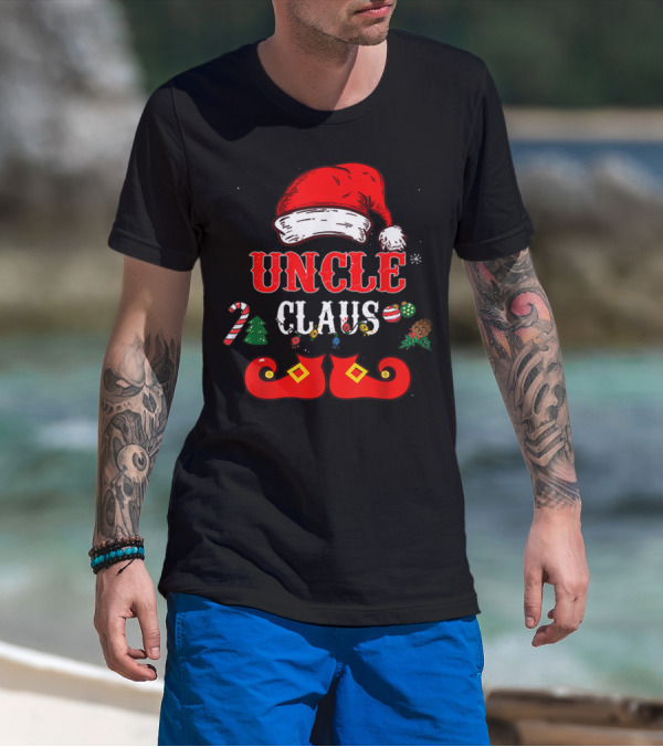 UNCLE CLAUS Santa Hat Candy Cane Christmas Ornaments Shoes T-Shirt