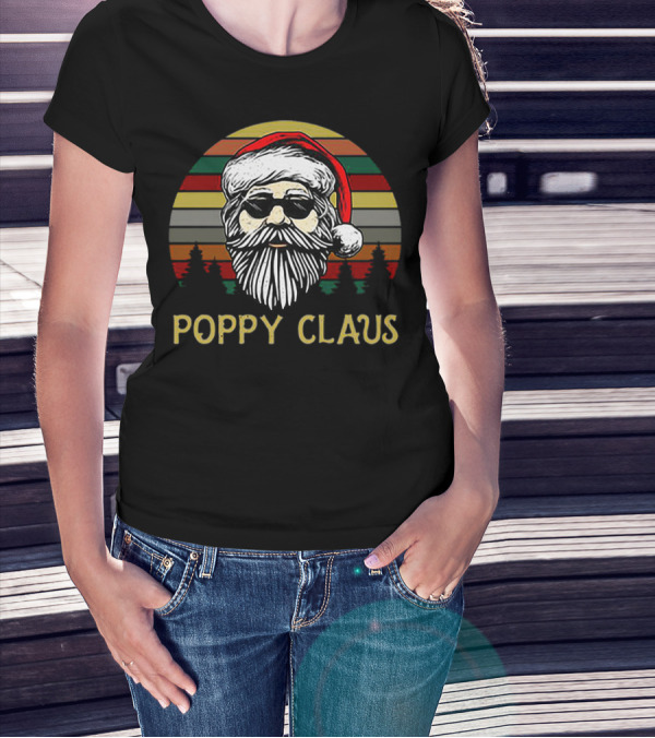 Poppy Claus Vintage Santa Claus Retro Sunset Forest T-Shirt