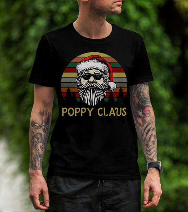 Poppy Claus Vintage Santa Claus Retro Sunset Forest T-Shirt