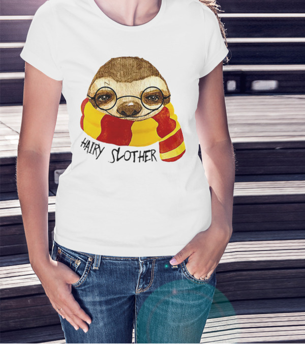 Hairy Slother Sloth Lovers Wizard Scarf Glasses Magic T-Shirt