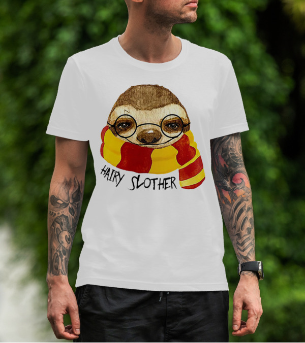 Hairy Slother Sloth Lovers Wizard Scarf Glasses Magic T-Shirt