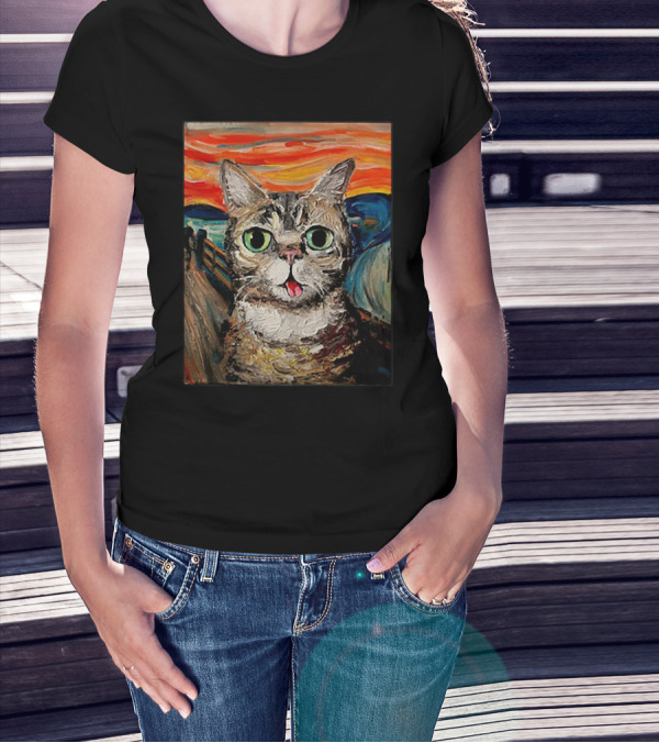 Lil Bub Cat The Scream Vincent Van Gogh T-Shirt