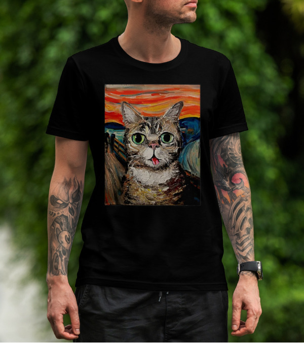 Lil Bub Cat The Scream Vincent Van Gogh T-Shirt