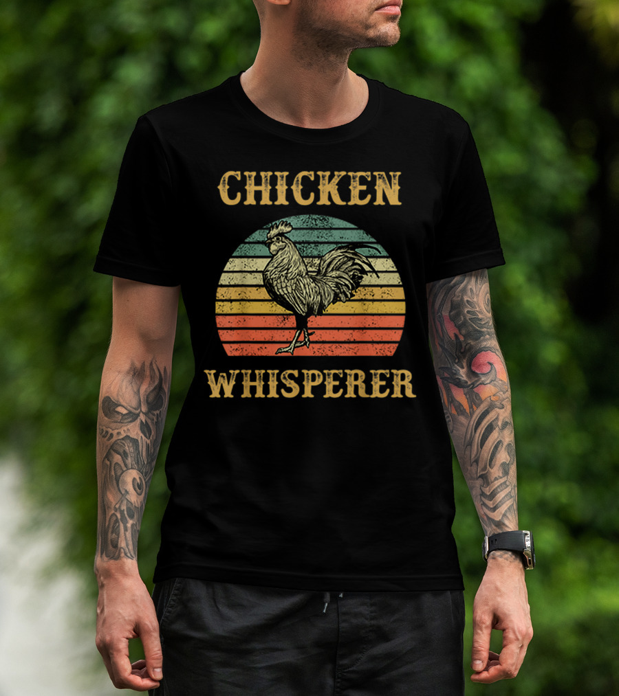 Chicken Whisperer Vintage Retro Rooster Stripes T-Shirt