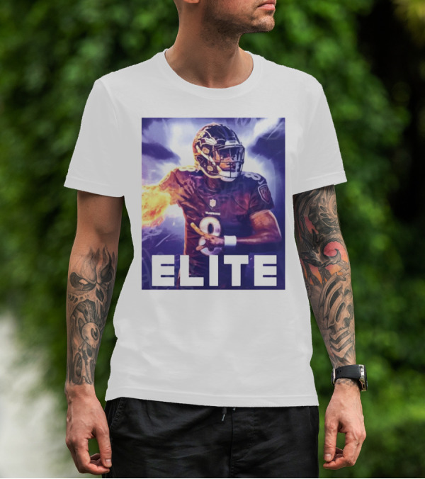 Lamar Jackson Ravens Elite 8 Fiery Action NFL Football T-Shirt