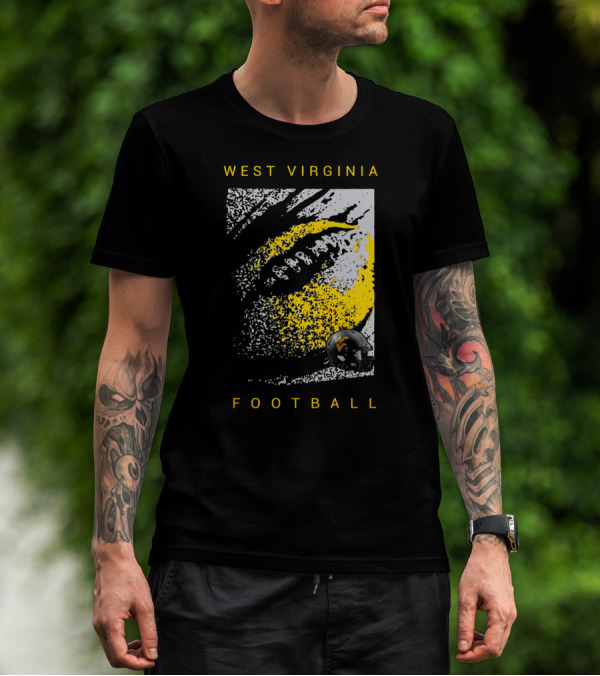 West Virginia Mountaineers Football Helmet And Textured T-Shirt