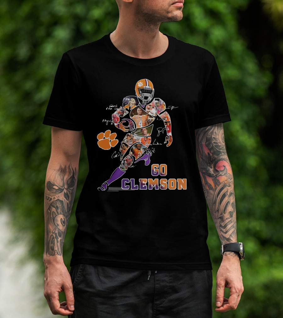 Go Clemson Dog Paw Player Signatures T-Shirt