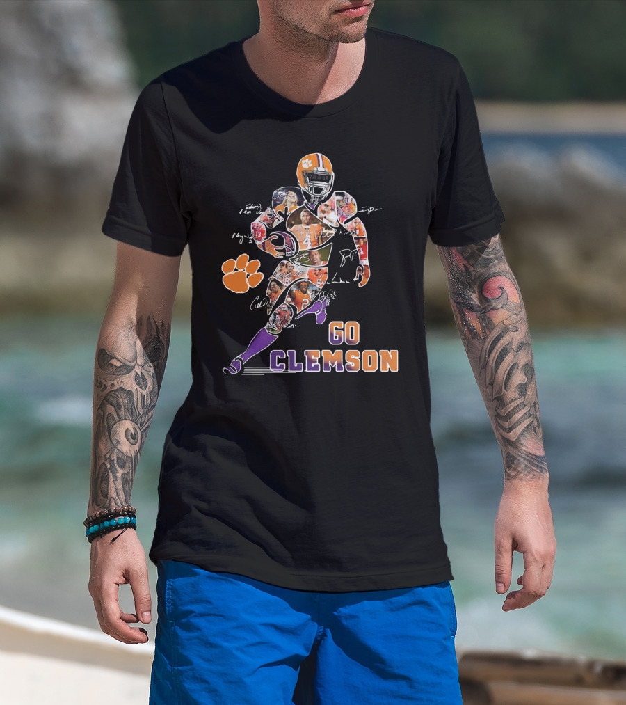 Go Clemson Dog Paw Player Signatures T-Shirt
