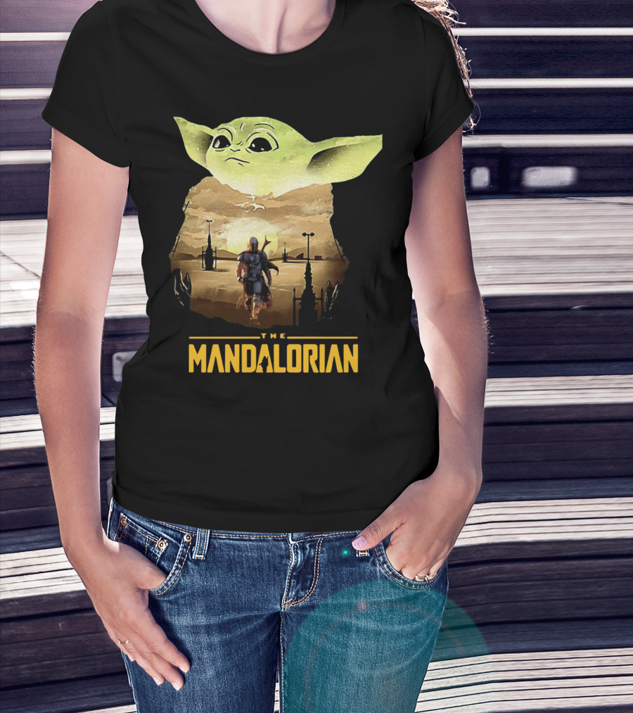 The Mandalorian Baby Yoda Sunset Scene T-Shirt
