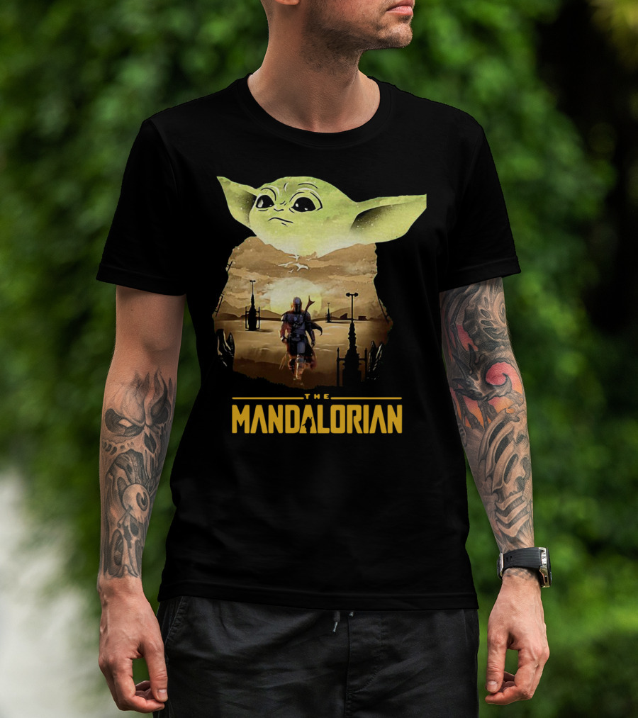 The Mandalorian Baby Yoda Sunset Scene T-Shirt