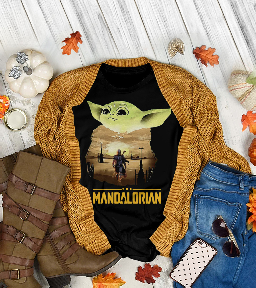 The Mandalorian Baby Yoda Sunset Scene T-Shirt