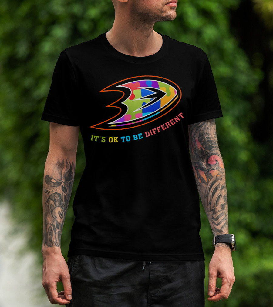Anaheim Ducks It's Ok To Be Different Rainbow T-Shirt