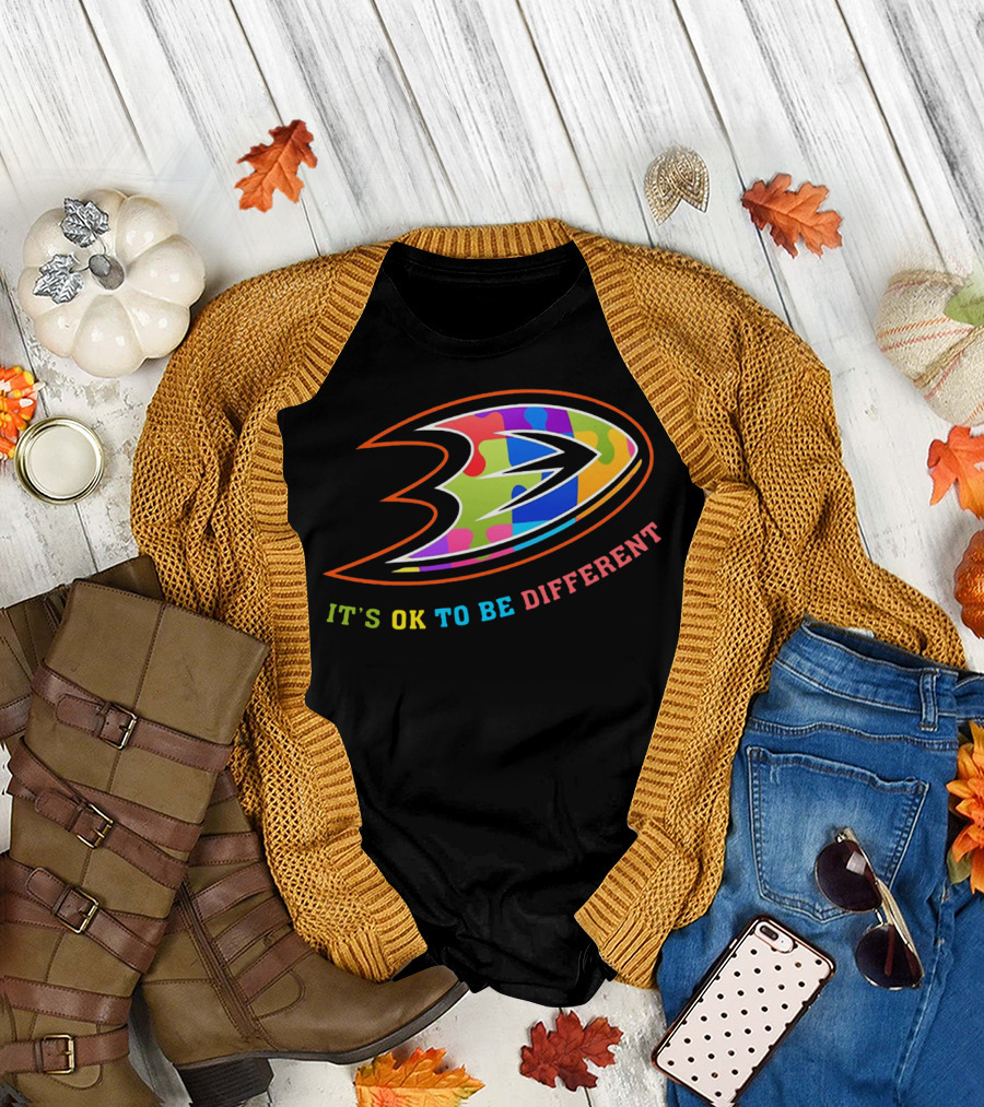 Anaheim Ducks It's Ok To Be Different Rainbow T-Shirt