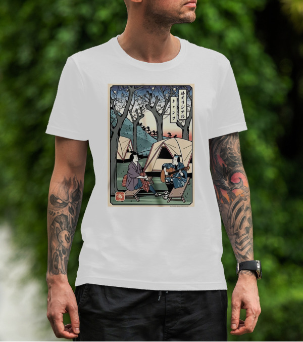 Samurai Original Camping Guitar Playing T-Shirt
