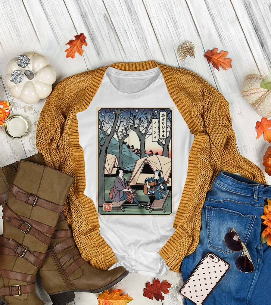 Samurai Original Camping Guitar Playing T-Shirt
